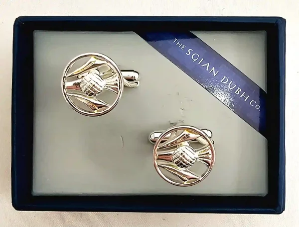 Silver Plated Thistle Cufflinks