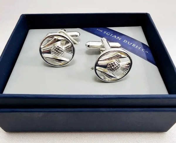 Silver Plated Thistle Cufflinks